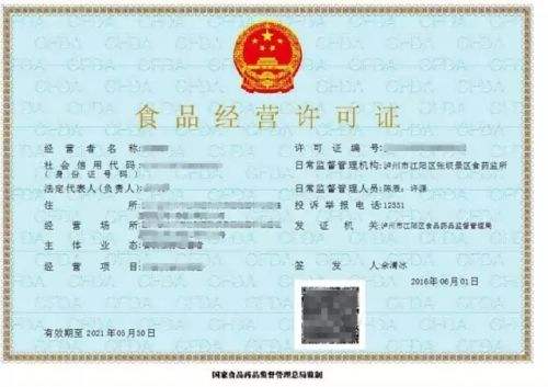 食品經營許可證